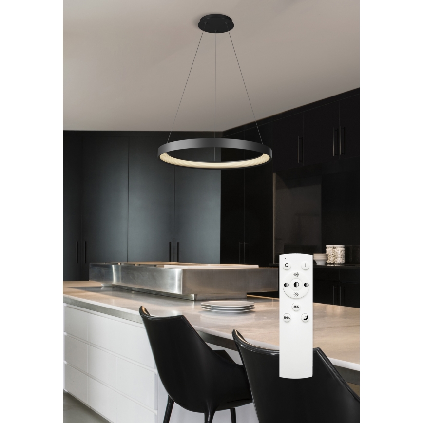 Top Light - LED Hämardatav lühter ORBIT LED/40W/230V 3000-6500K d. 50 cm must + kaugjuhtimispult