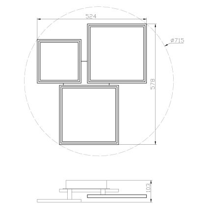 Top Light - LED Hämardatav pinnale kinnitatav lühter MERKUR LED/50W/230V 3000-6500K valge + kaugjuhtimispult