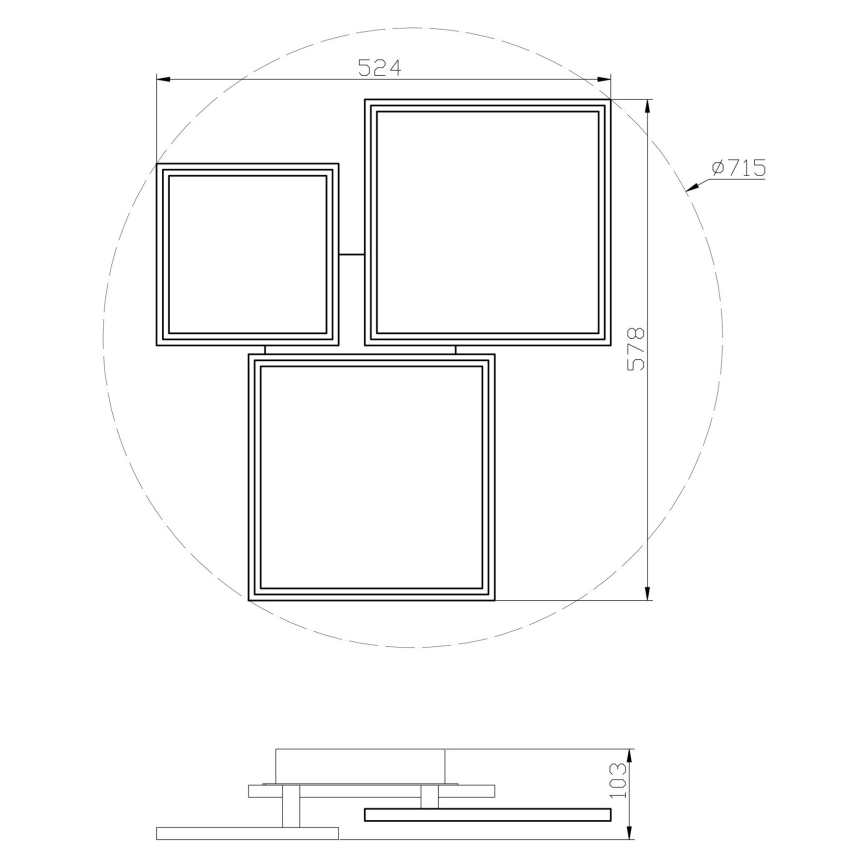 Top Light - LED Hämardatav pinnale kinnitatav lühter MERKUR LED/50W/230V 3000-6500K valge + kaugjuhtimispult