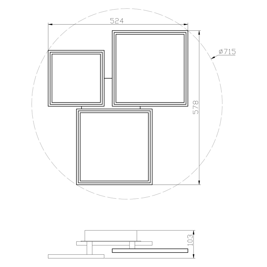 Top Light - LED Hämardatav pinnale kinnitatav lühter MERKUR LED/50W/230V 3000-6500K must + kaugjuhtimispult