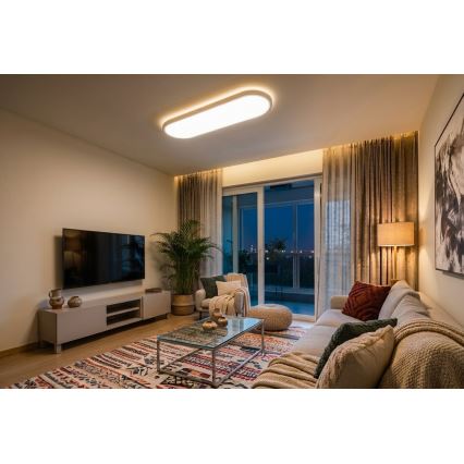 Top Light - LED-hämardatav lae pinnapealne ja rippuv valgusti OVAL LED/36W/230V 3000-6500K valge + kaugjuhtimispult