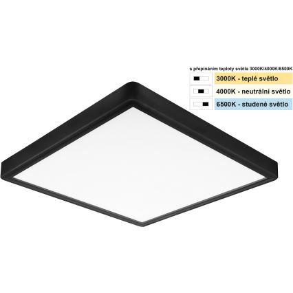 Top Light - LED Laevalgusti REVIT LED/24W/230V 3000/4000/6500K 30x30 cm must