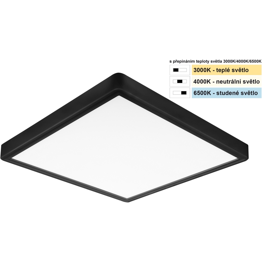 Top Light - LED Laevalgusti REVIT LED/24W/230V 3000/4000/6500K 30x30 cm must