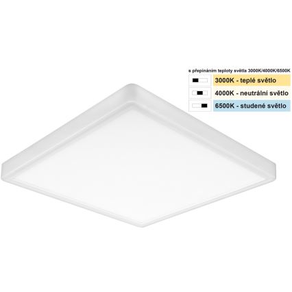 Top Light - LED Laevalgusti REVIT LED/24W/230V 3000/4000/6500K 30x30 cm valge