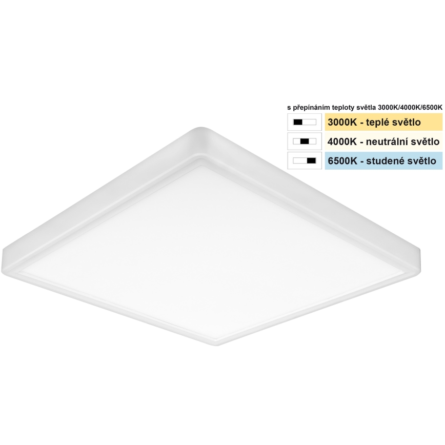 Top Light - LED Laevalgusti REVIT LED/24W/230V 3000/4000/6500K 30x30 cm valge