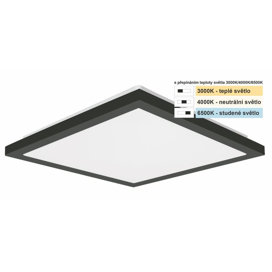 Top Light - LED Laevalgusti vannituppa ONYX LED/10W/230V IP44 3000/4000/6500K 28x28 cm must