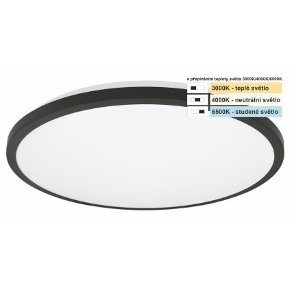 Top Light - LED Laevalgusti vannituppa ONYX LED/10W/230V IP44 3000/4000/6500K d. 29 cm must