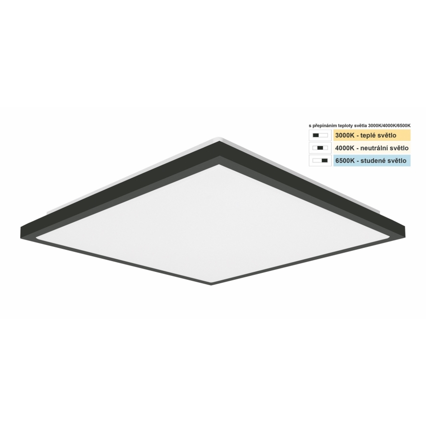 Top Light - LED Laevalgusti vannituppa ONYX LED/24W/230V IP44 3000/4000/6500K 38x38 cm must