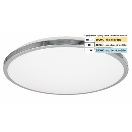 Top Light - LED Laevalgusti vannituppa SILVER LED/10W/230V IP44 3000/4000/6500K d. 29 cm läikiv kroom