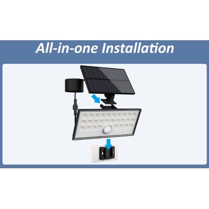Top Light - LED Päikesepaneeliga prožektor seinale koos anduriga HELEON VARIO LED/8W/3,7V IP65 4000K 2200 mAh + kaugjuhtimispult