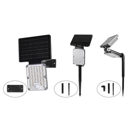 Top Light - LED päikesevalgusti koos anduriga 3-ühes ZENITH LED/10W/3,7V 3000/4000/6500K IP54 2400 mAh