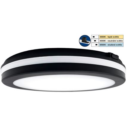 Top Light - LED Valgusti vannituppa COMET LED/24W/230V 3000/4000/6500K IP54 d. 30 cm must