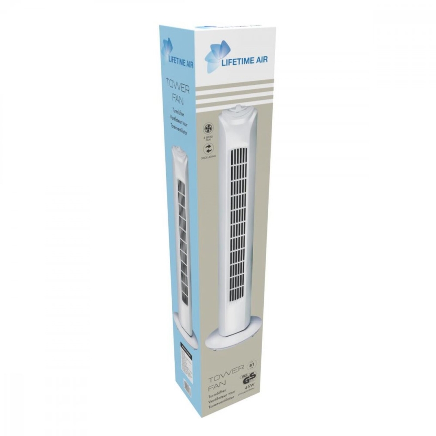 Tornventilaator 45W/230V 81 cm valge