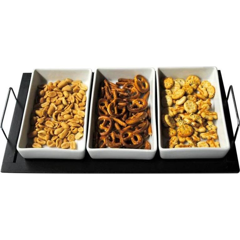 TORO 3‑osaline kausside komplekt koos alusega, keraamika/puit