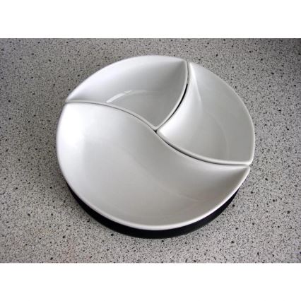 TORO kausside komplekt (3 tk) keraamikast koos puidust alusega