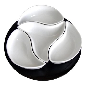 TORO — 4-osaline keraamiliste kausside komplekt puidust alusega