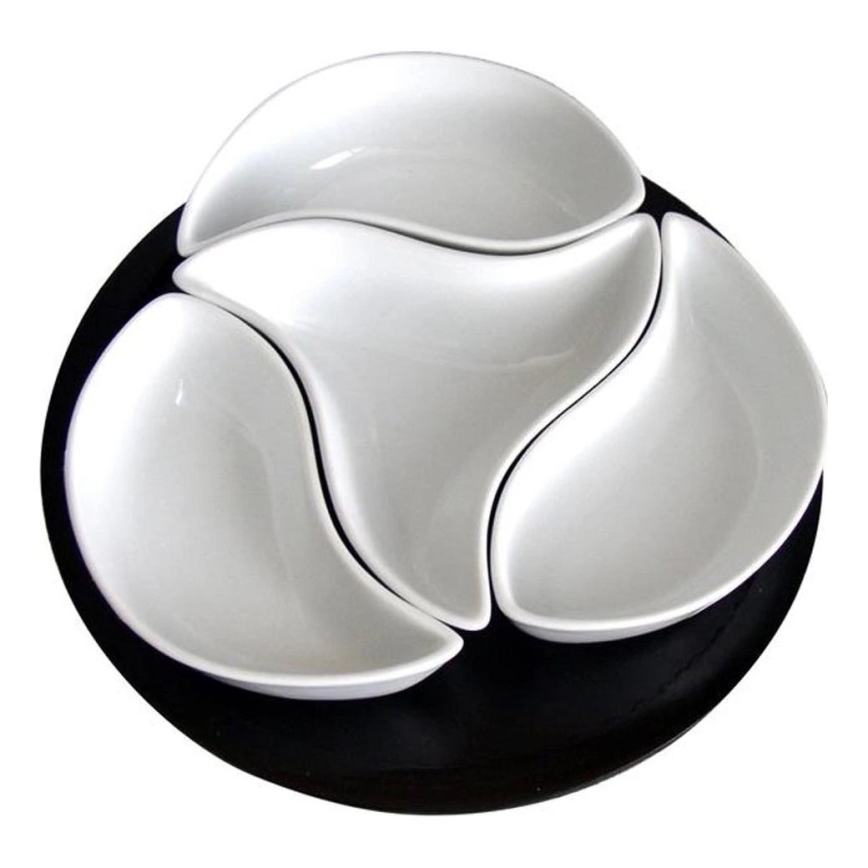 TORO — 4-osaline keraamiliste kausside komplekt puidust alusega