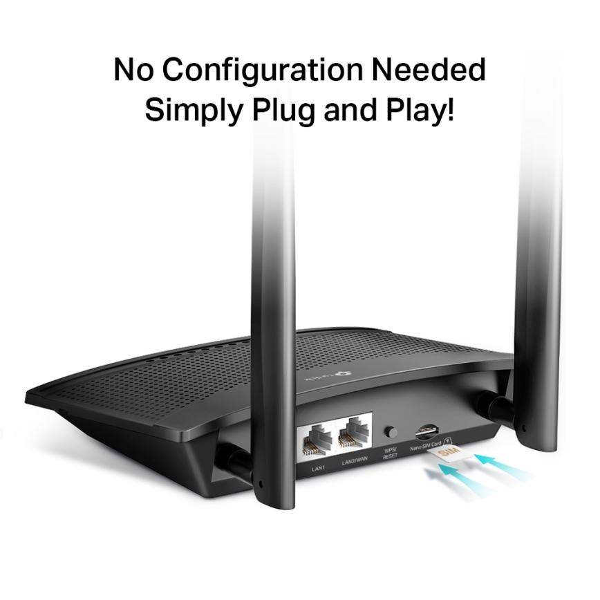 TP-Link - 4G LTE Wi-Fi-ruuter TL-MR100, traadita N, kuni 300 Mbps