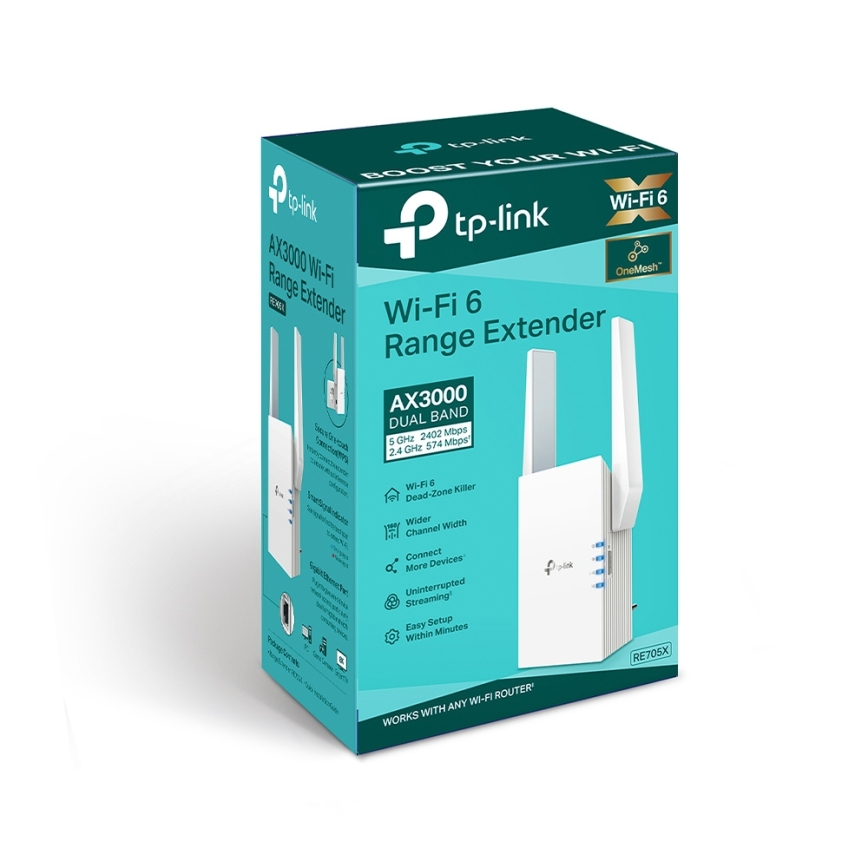 TP-Link - Kahe ribaga Wi‑Fi 6 vahemiku pikendaja RE705X