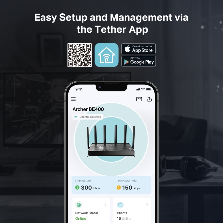TP-Link - kahe sagedusribaga Wi-Fi 7 ruuter Archer BE400