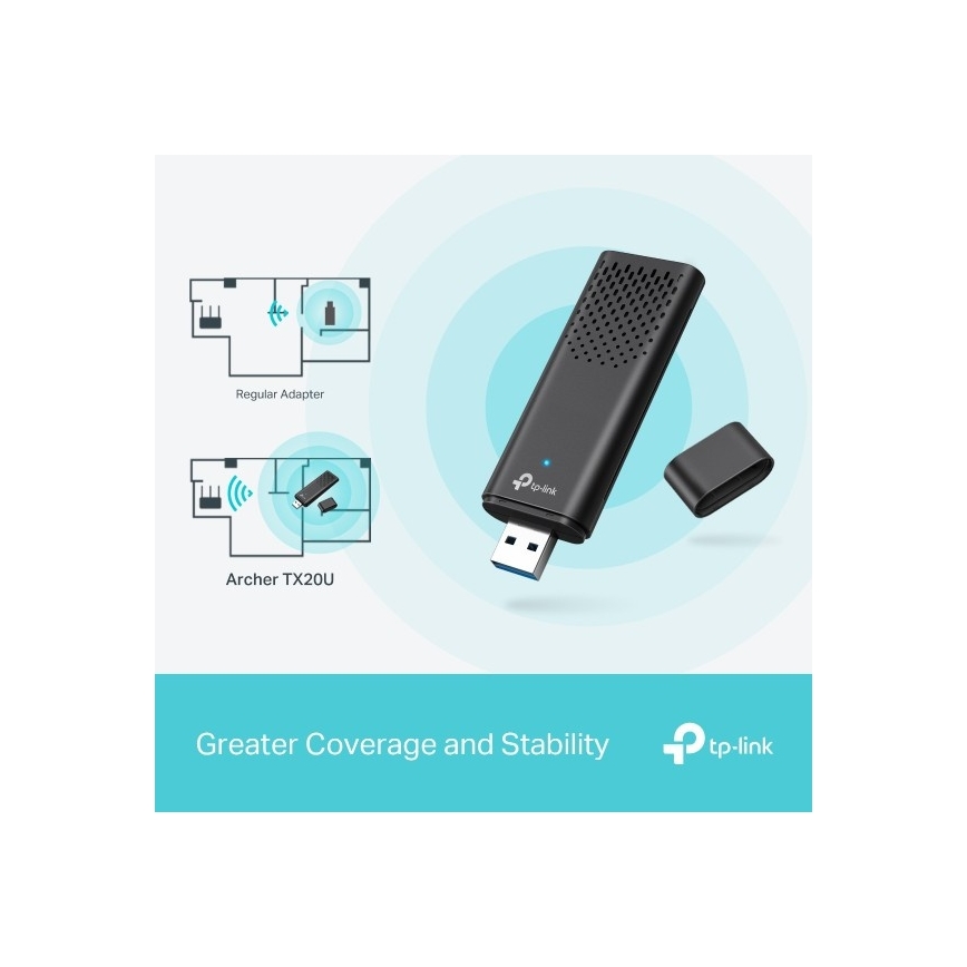 TP-Link - Kaksiribaline traadita USB-adapter Wi-Fi 6 toega Archer TX20U