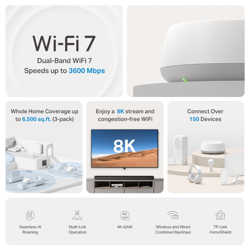 TP-Link - Komplekt 3x Wi-Fi 7 mesh-süsteem kogu kodu jaoks Deco BE22