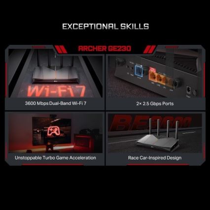 TP-Link - Mänguritele mõeldud kahekanaliline Wi-Fi 7 ruuter