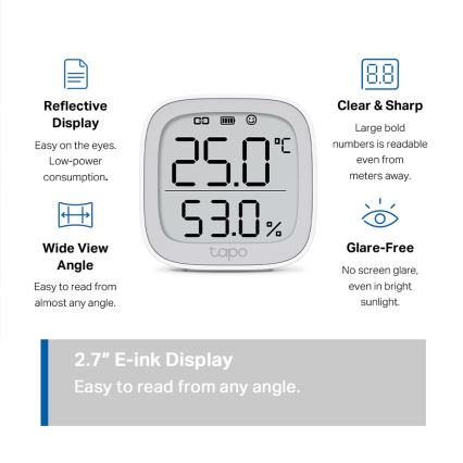 TP-Link - nutikas monitor temperatuuri ja õhuniiskuse mõõtmiseks 2xAAA Wi-Fi