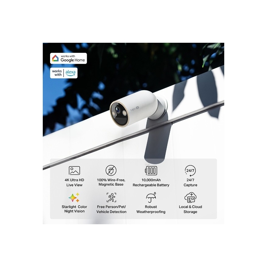 TP-Link - väliskaamera liikumisanduriga 10000 mAh, IP66, Wi-Fi