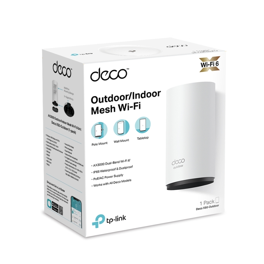 TP-Link - välitingimustesse ja siseruumidesse sobiv Wi‑Fi 6 mesh-süsteem Deco X50-Outdoor