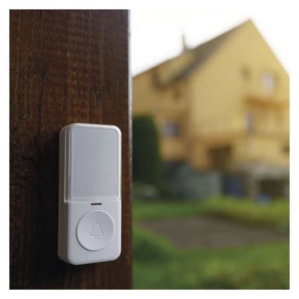 Traadita uksekell pistikusse 230V + 1xCR2032 valge