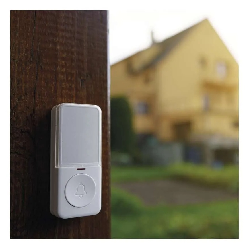 Traadita uksekell pistikusse 230V + 1xCR2032 valge
