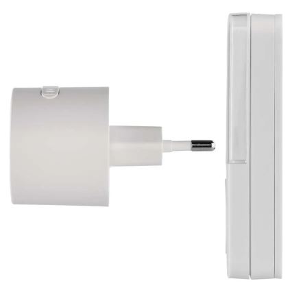 Traadita uksekell pistikusse 230V + 1xCR2032 valge