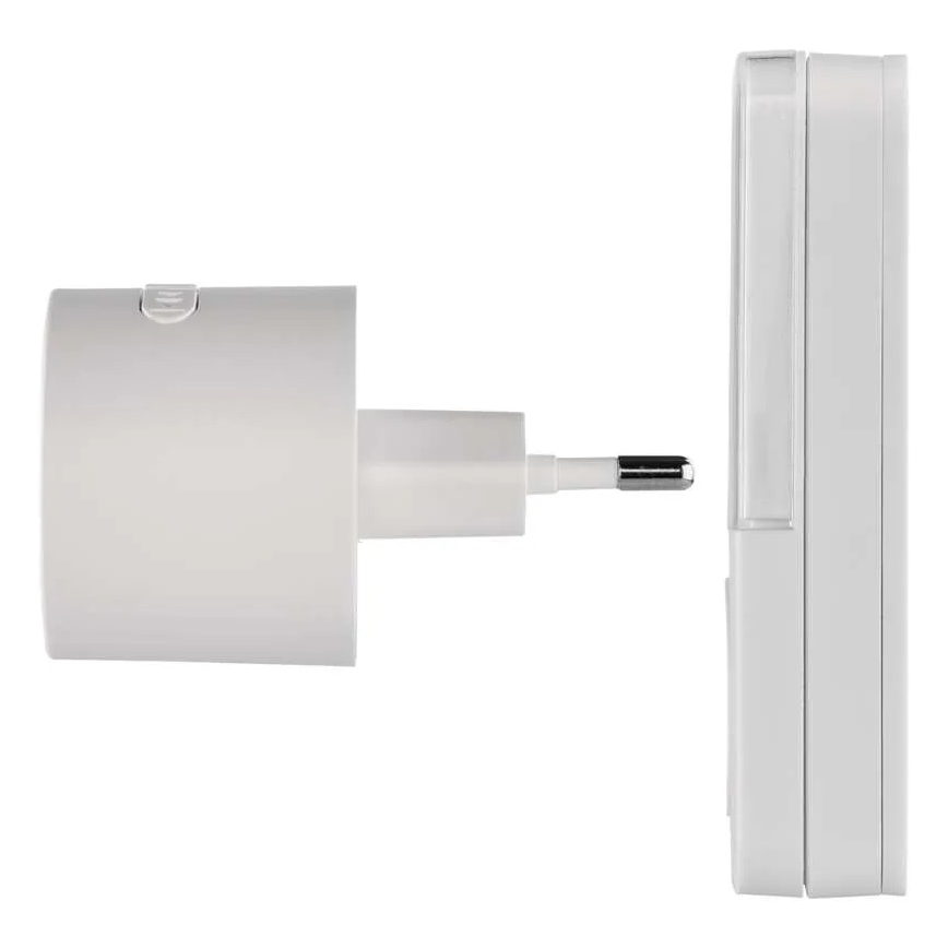 Traadita uksekell pistikusse 230V + 1xCR2032 valge