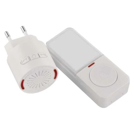 Traadita uksekell pistikusse 230V + 1xCR2032 valge
