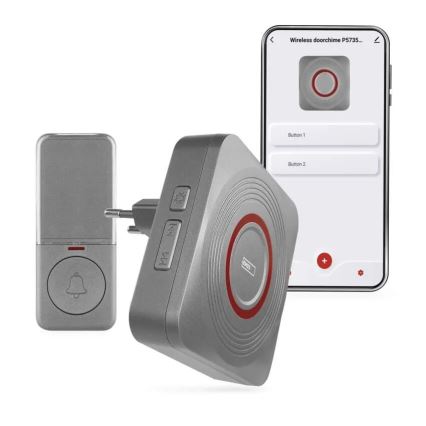 Traadita uksekell pistikusse GoSmart 230V + 1xCR2032 hall Wi-Fi