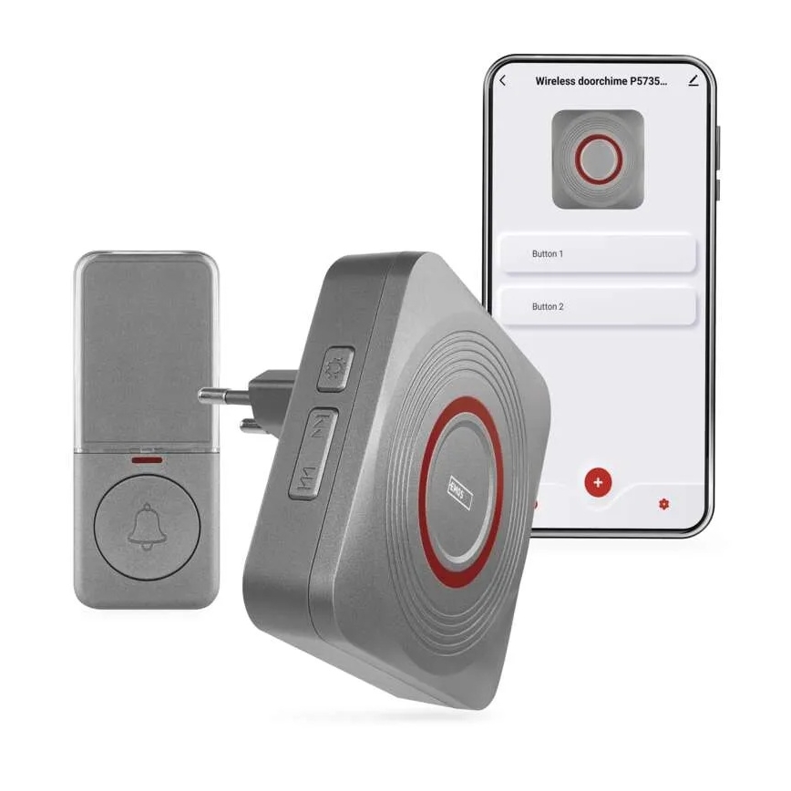 Traadita uksekell pistikusse GoSmart 230V + 1xCR2032 hall Wi-Fi