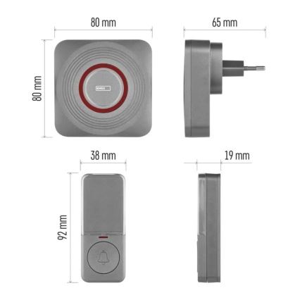 Traadita uksekell pistikusse GoSmart 230V + 1xCR2032 hall Wi-Fi