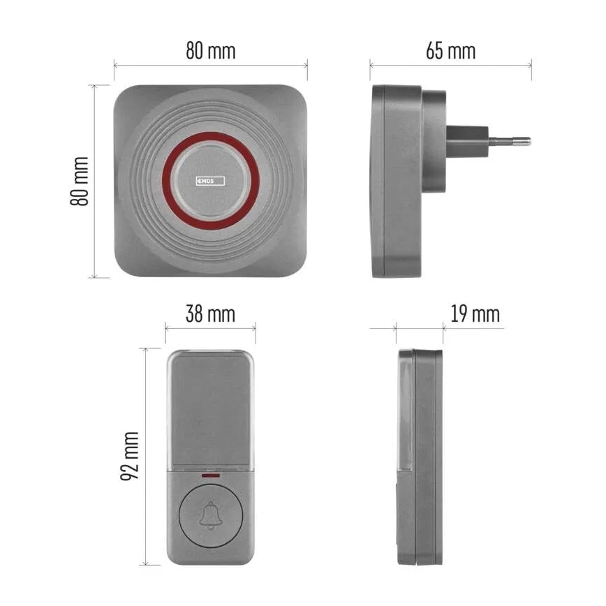 Traadita uksekell pistikusse GoSmart 230V + 1xCR2032 hall Wi-Fi