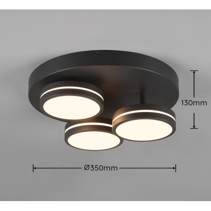 Trio - LED-hämardatav laevalgusti FRANKLIN 3xLED/8,5W/230V 3000K läbimõõt 35 cm must