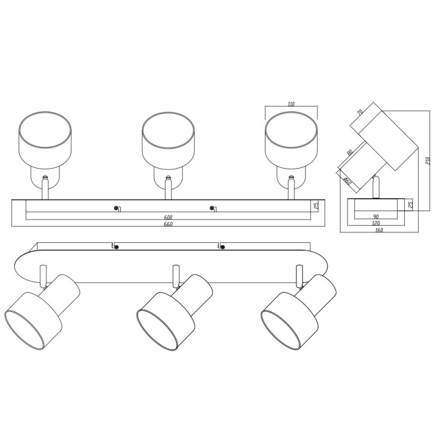 Trio - Kohtvalgusti WAILER 3xGU10/5W/230V matt kroom