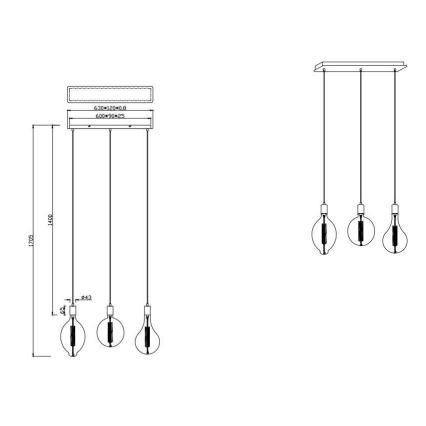 Trio - LED Hämardatav lühter GINSTER 3xE27/8W/230V