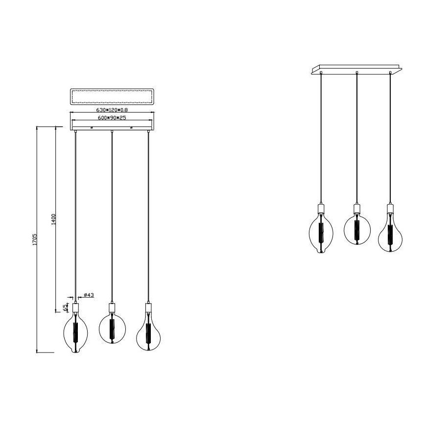 Trio - LED Hämardatav lühter GINSTER 3xE27/8W/230V