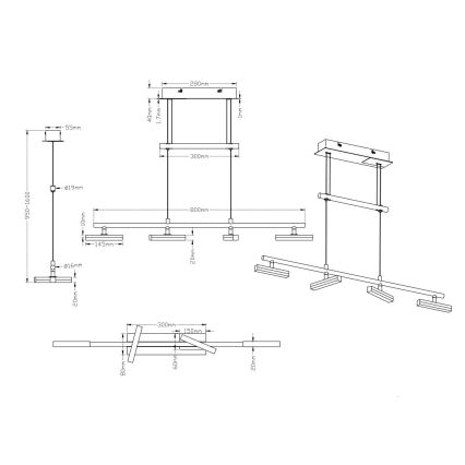 Trio - LED Hämardatav lühter OPIUM 4xLED/4.5W/230V