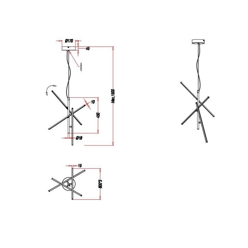 Trio - LED Hämardatav lühter TIRIAC 3xLED/7,5W/230V