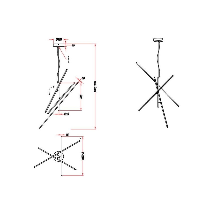 Trio - LED Hämardatav lühter TIRIAC 3xLED/8,5W/230V