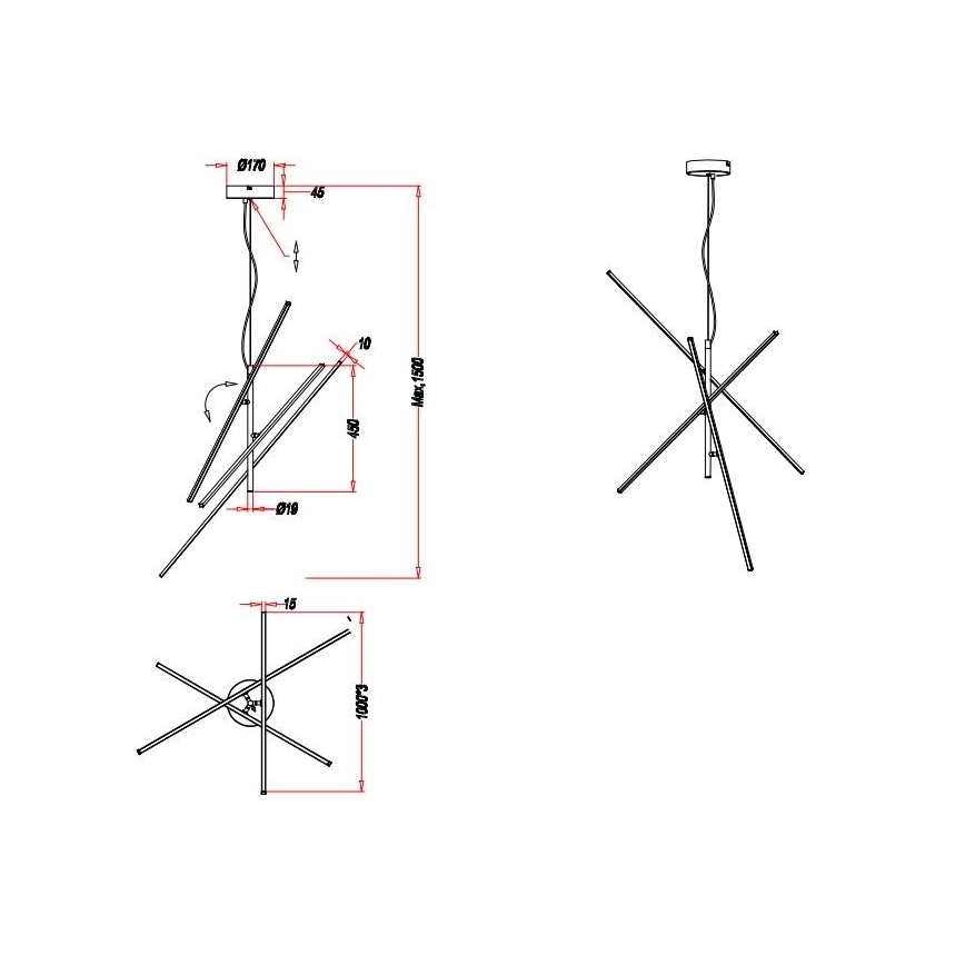 Trio - LED Hämardatav lühter TIRIAC 3xLED/8,5W/230V valge