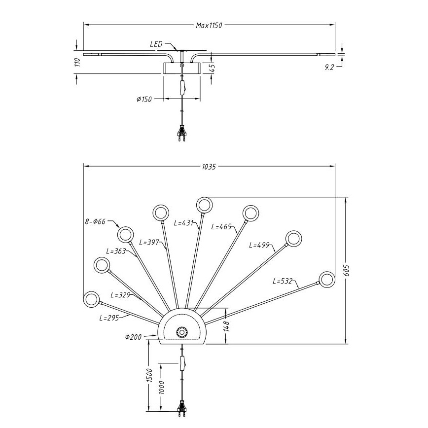 Trio - LED Hämardatav seinavalgusti PEACOCK 9xLED/2,6W/230V valge