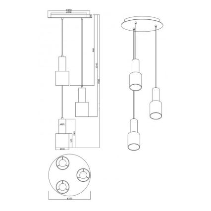 Trio - Lühter WAILER 3xGU10/5W/230V hall