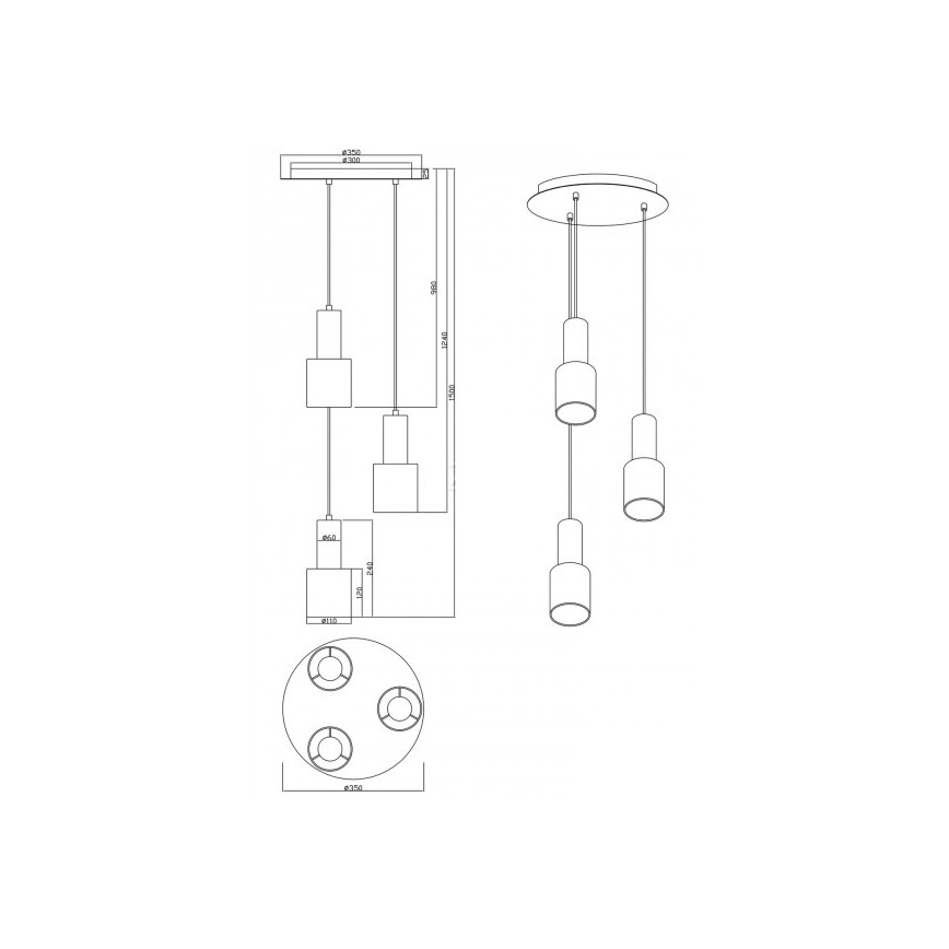 Trio - Lühter WAILER 3xGU10/5W/230V hall